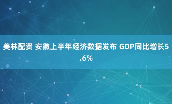 美林配资 安徽上半年经济数据发布 GDP同比增长5.6%