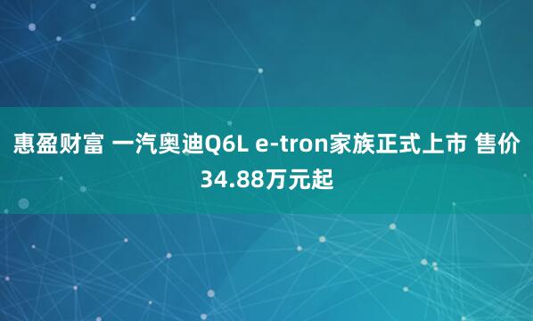 惠盈财富 一汽奥迪Q6L e-tron家族正式上市 售价34.88万元起